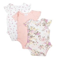 LAX80: Baby Girls 3 pack Floral Bodysuits (0-9 Months)